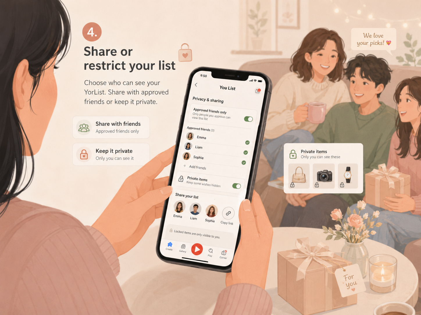 Share or restrict your YorList with friends